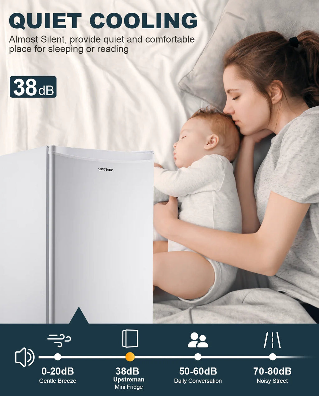 Upstreman 3.2 Cu.Ft. Single Door Mini Refrigerator With Freezer - BR321