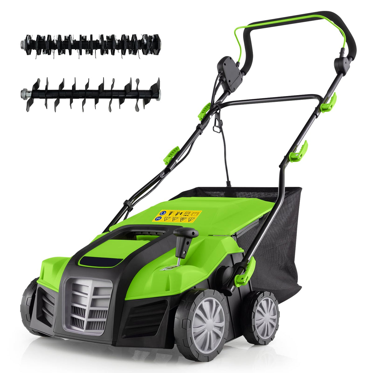 2-In-1 16-Inch 15A Corded Electric Scarifier And Lawn Dethatcher