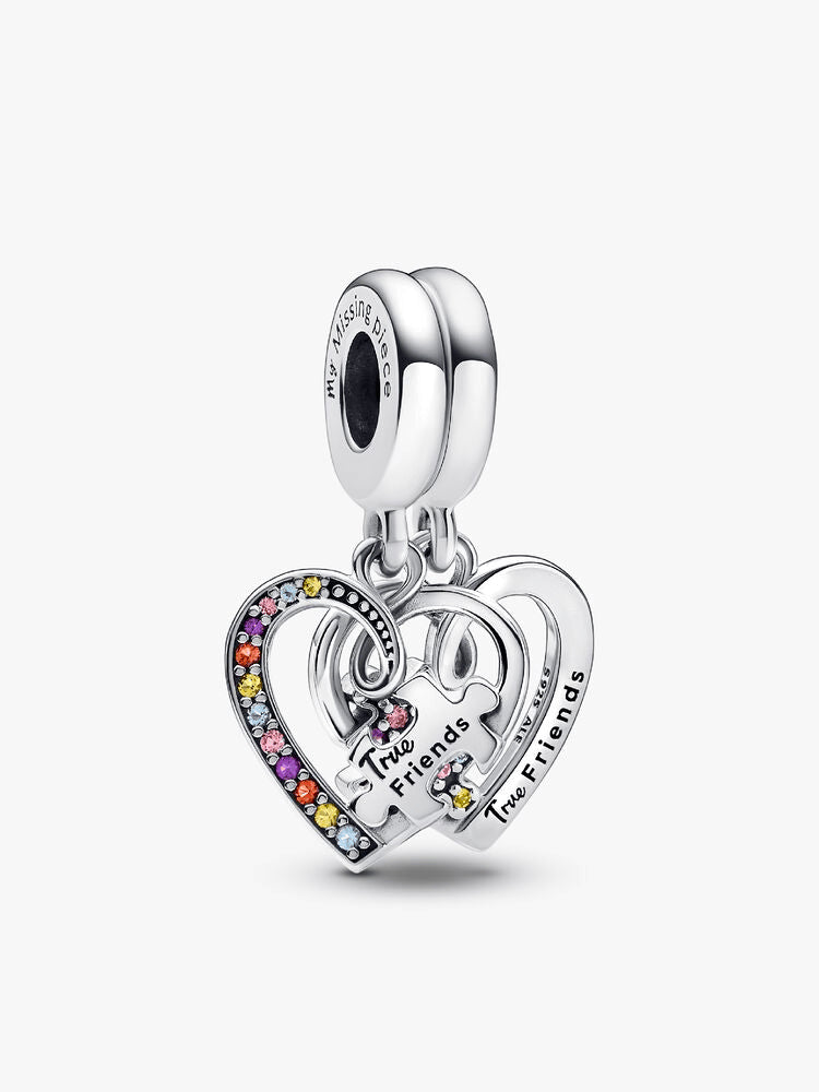 Puzzle Piece Hearts Splittable Friendship Dangle Charm