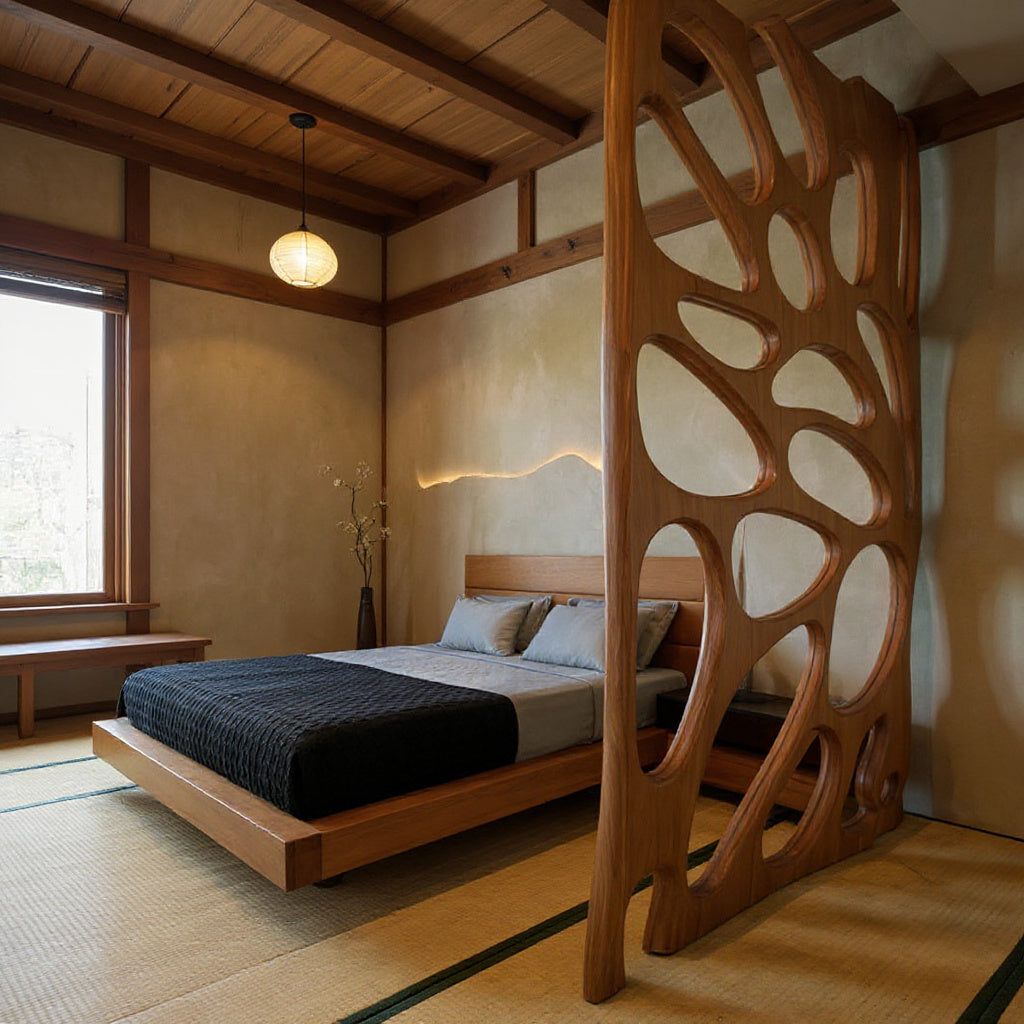 Artistic Room Divider With Sculptural Design For Bedroom Or Living