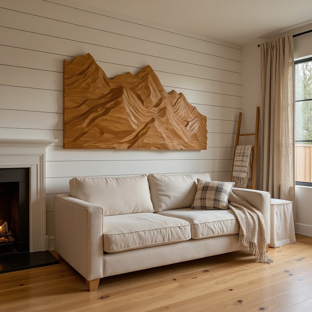 Artistic Wood Wall Art Layers Mountain Design For Living Room