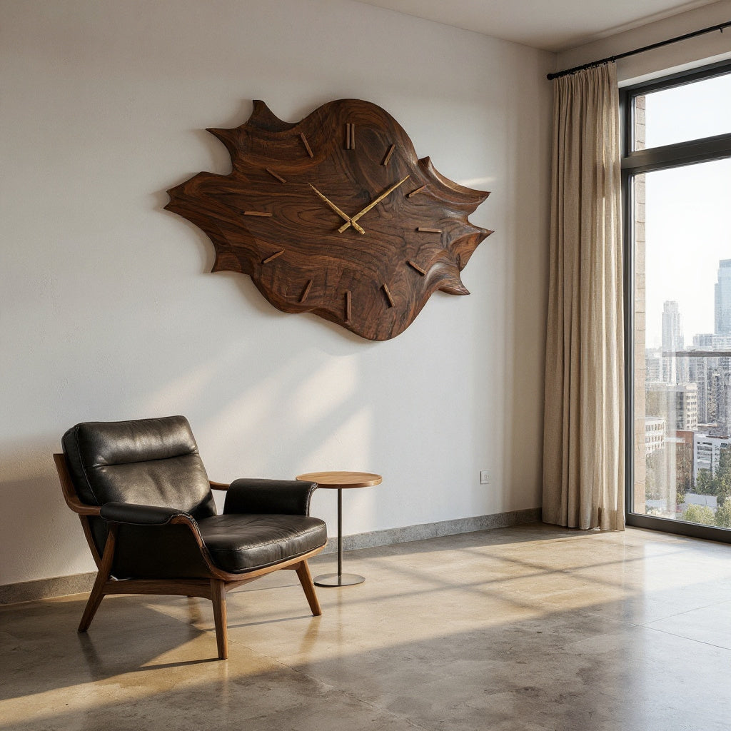 Artistic Wooden Wall Clock For Modern Apartment Living Room