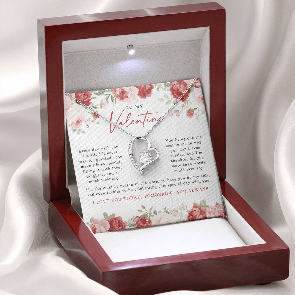 To My Valentine Heart Necklace | Red Floral