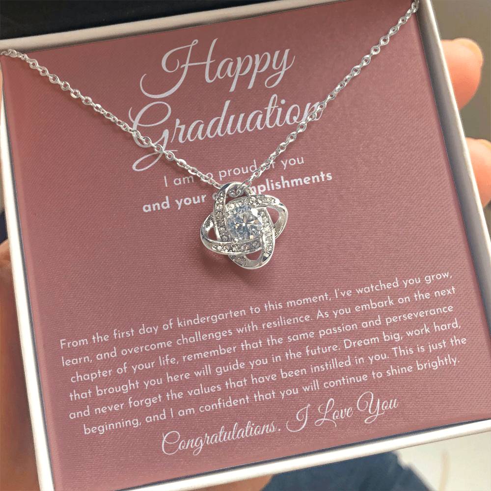 Happy Graduation (I Am So Proud) Love Knot Necklace