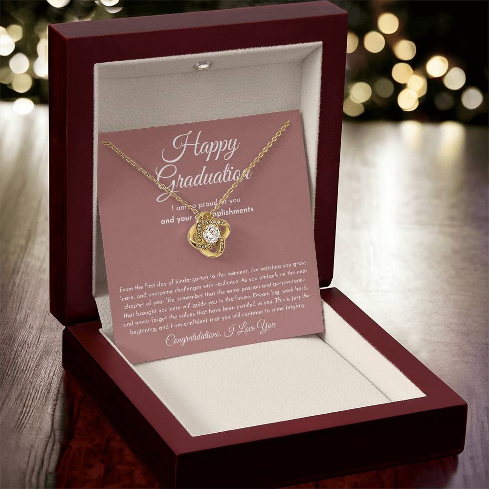 Happy Graduation (I Am So Proud) Love Knot Necklace