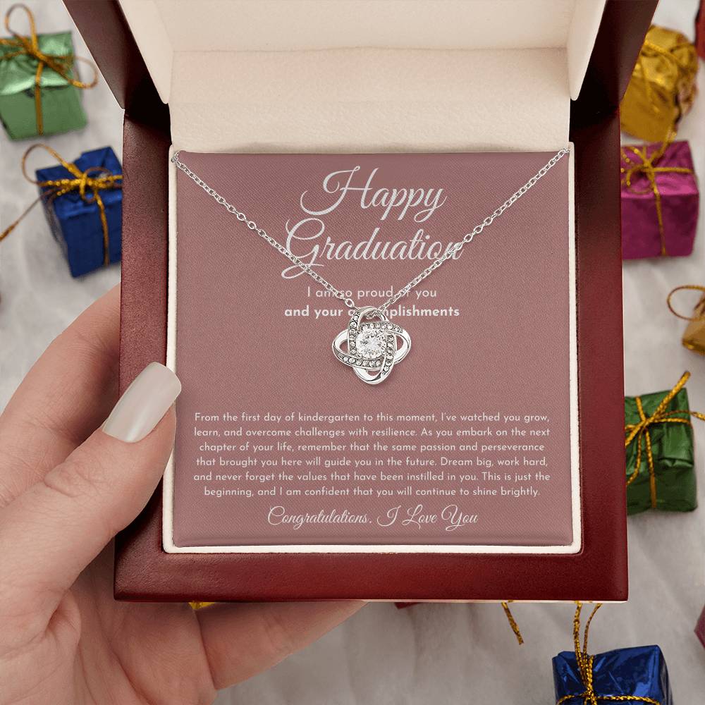 Happy Graduation (I Am So Proud) Love Knot Necklace