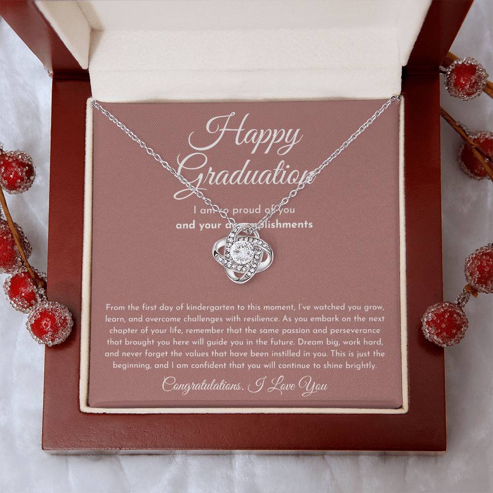 Happy Graduation (I Am So Proud) Love Knot Necklace