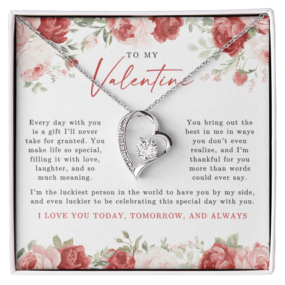 To My Valentine Heart Necklace | Red Floral