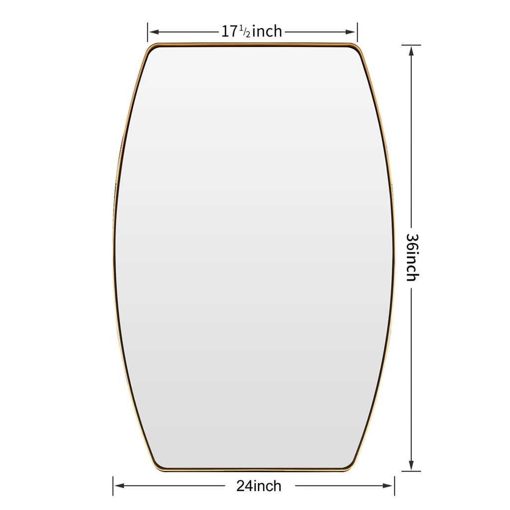 Oblong Metal Wall Mirror, 18 or 24 - Black, Gold, or Silver