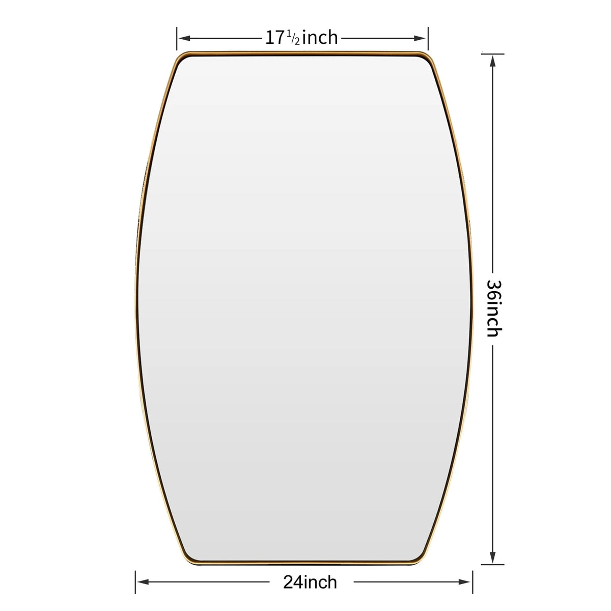 Oblong Metal Wall Mirror, 18 or 24 - Black, Gold, or Silver