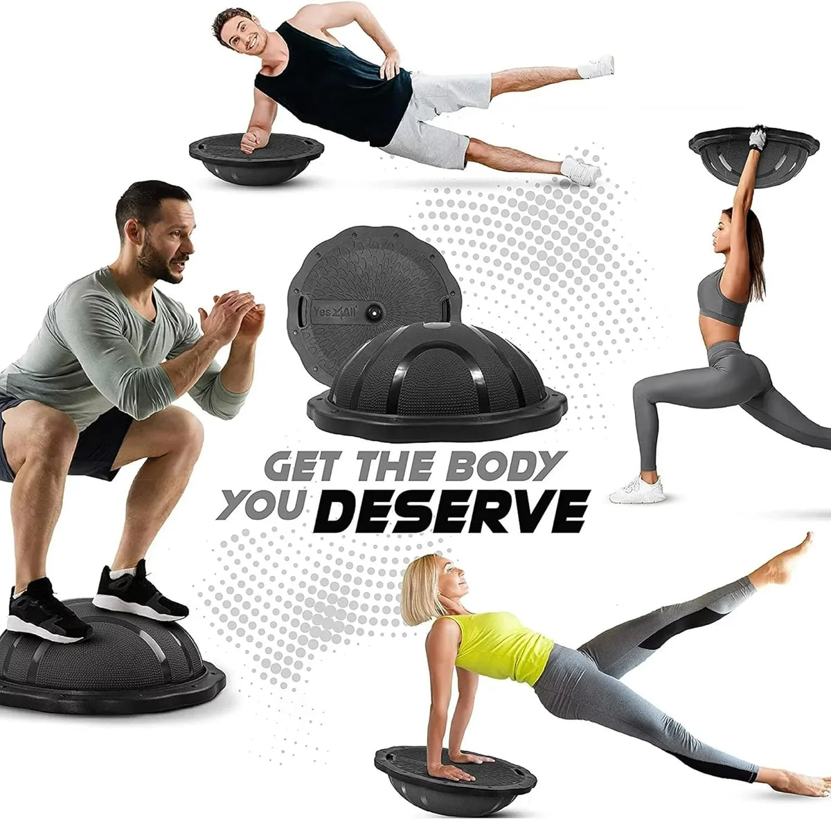 Yes4All Premium Half Ball Balance Trainer, 23.5 in x 7.25 in, 880 lbs, Black Matte