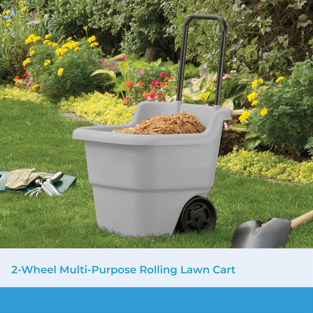 Resin Multi-Purpose Rolling Cart With Wheels, 15.5 Gallon, Brown/Taupe