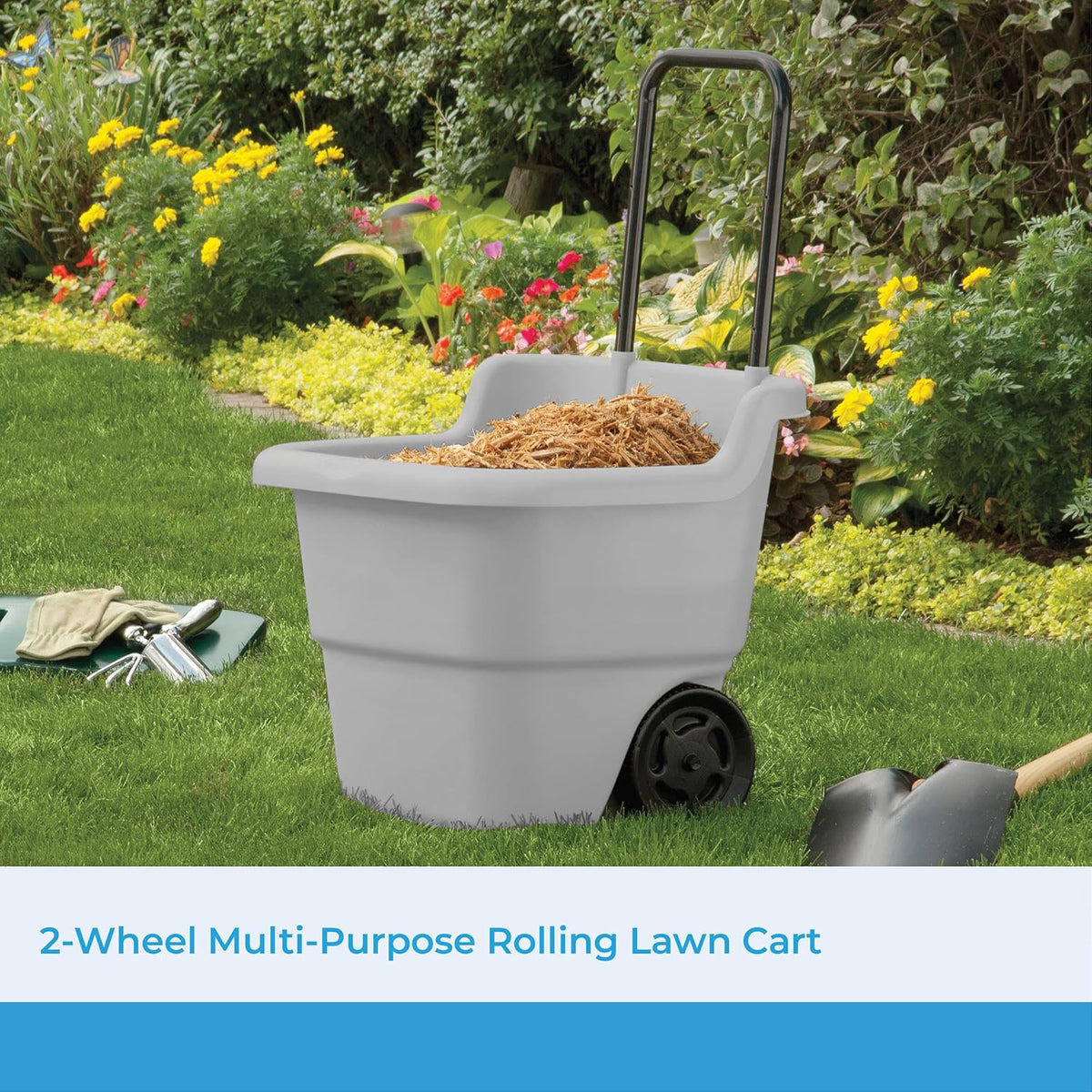 Resin Multi-Purpose Rolling Cart With Wheels, 15.5 Gallon, Brown/Taupe