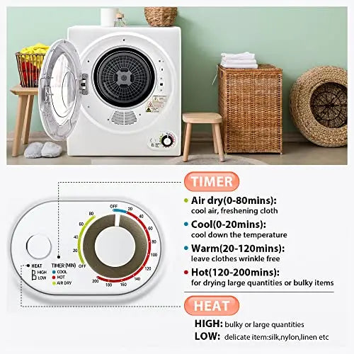 Euhomy Portable Clothes Dryer 110V 850W 1.5 cu.ft - Compact Laundry Dryer