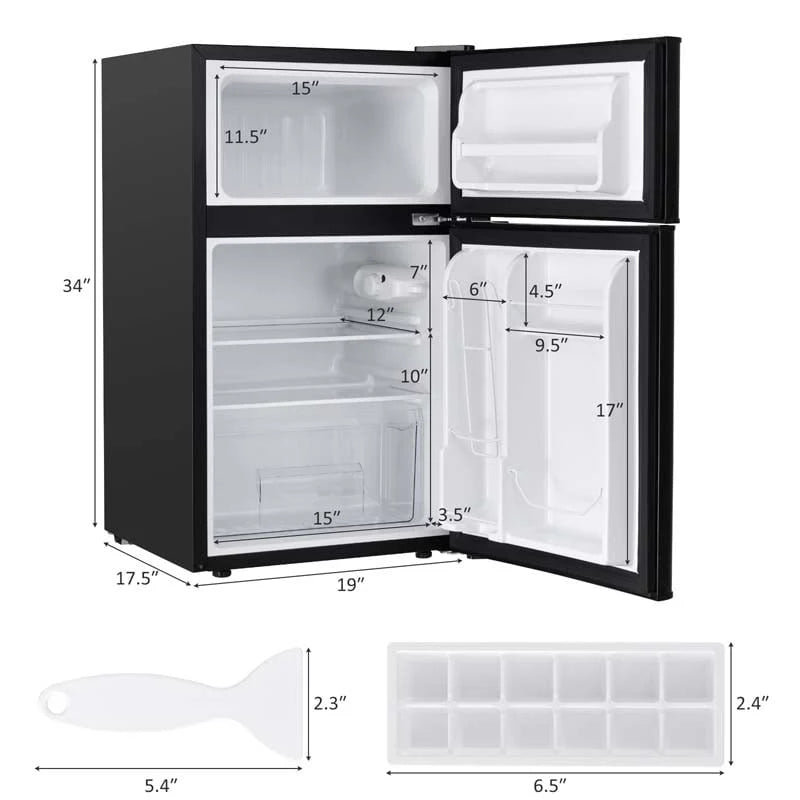 3.2 Cu. Ft. 2-Door Compact Refrigerator With Freezer - Black, Gray Or White