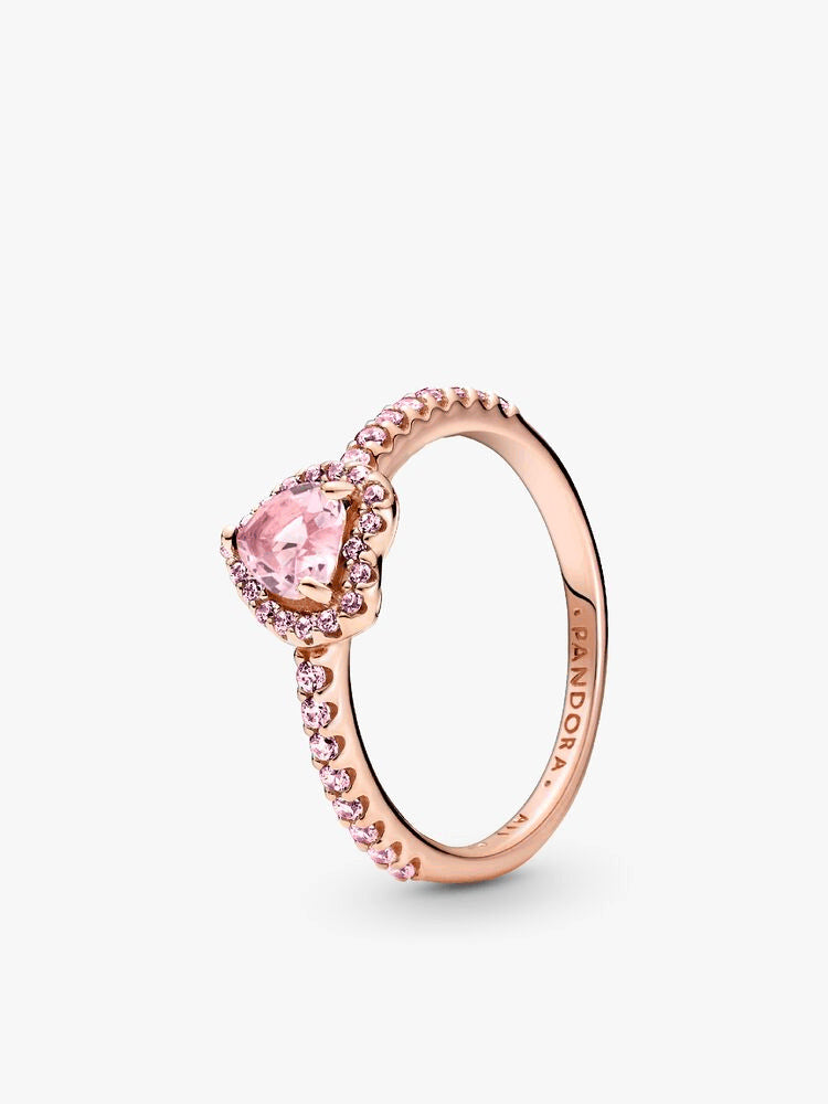 Sparkling Pink Heart Wishbone Ring Set