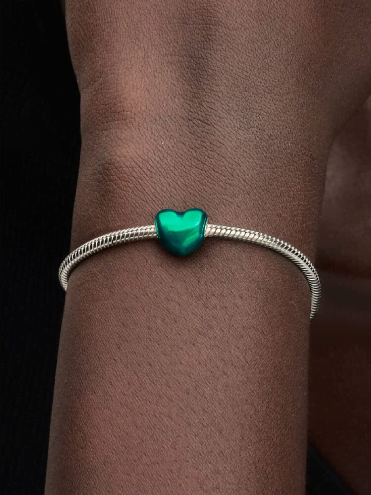 Metallic Green Heart Charm