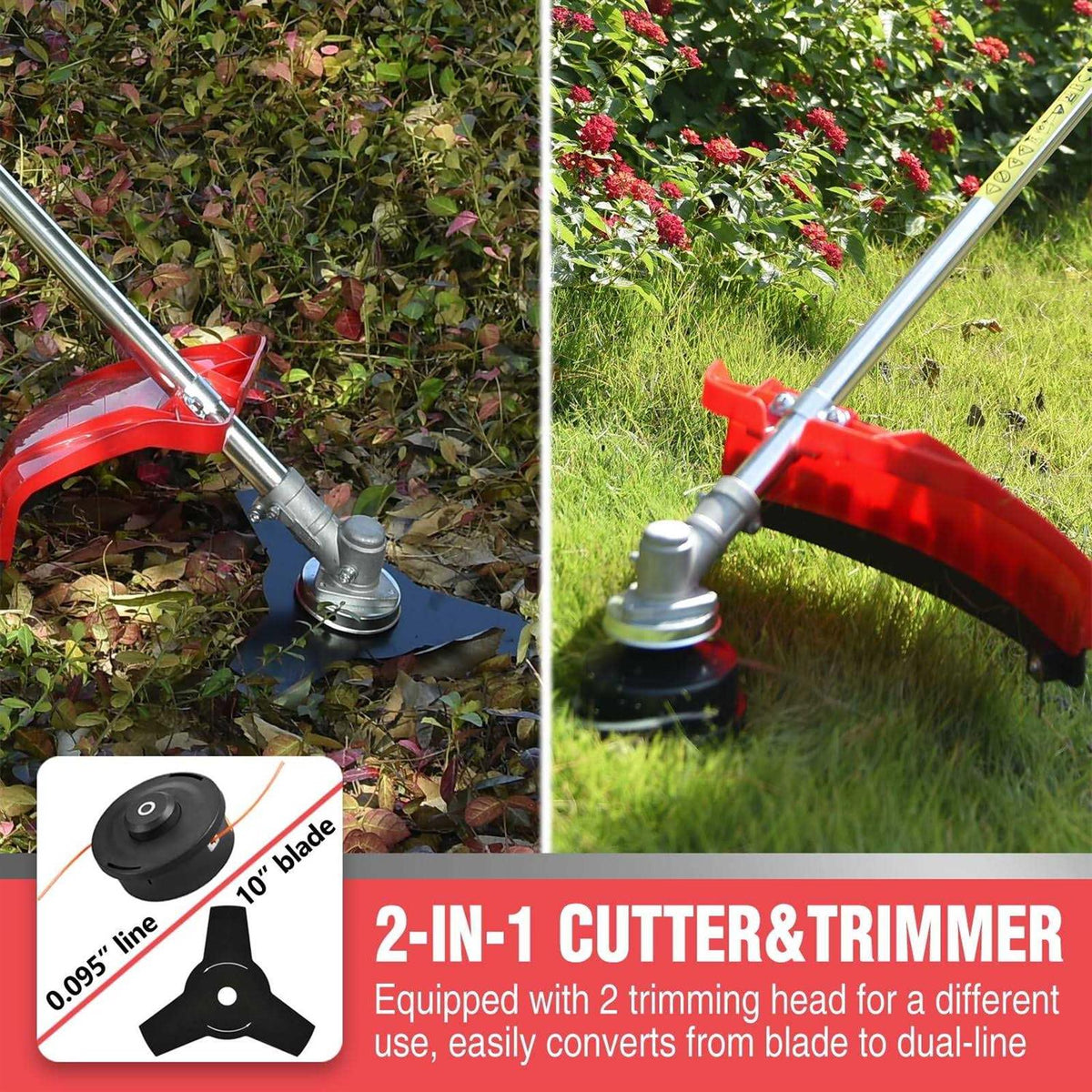 Powersmart 31cc 4-Cycle 15lb Straight Shaft Gas String Trimmer and Brush Cutter
