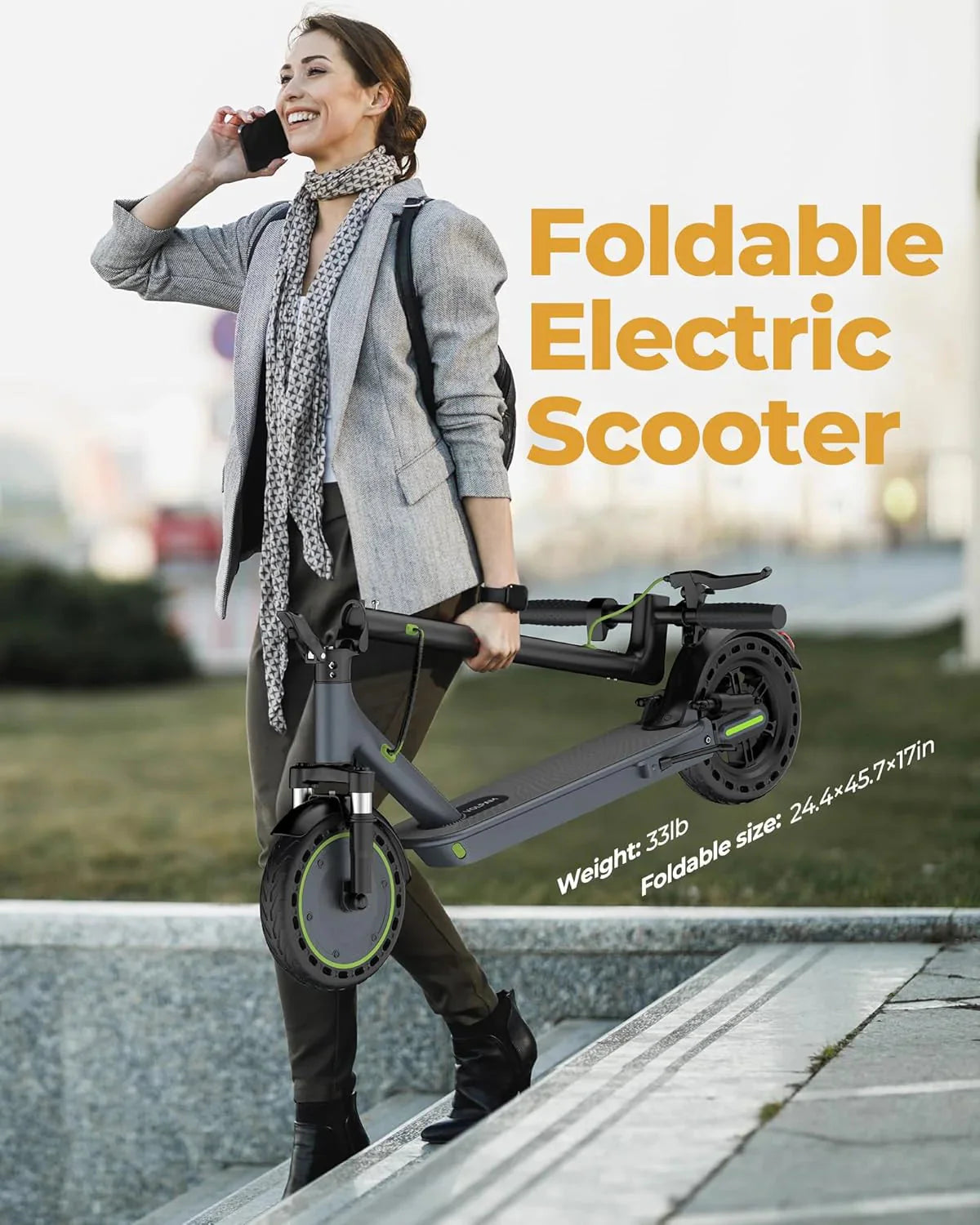 Roinside Electric Scooter, 8.5 in Solid Tires, 350W, 19 MPH, 21-23 Miles - UP12 Plus