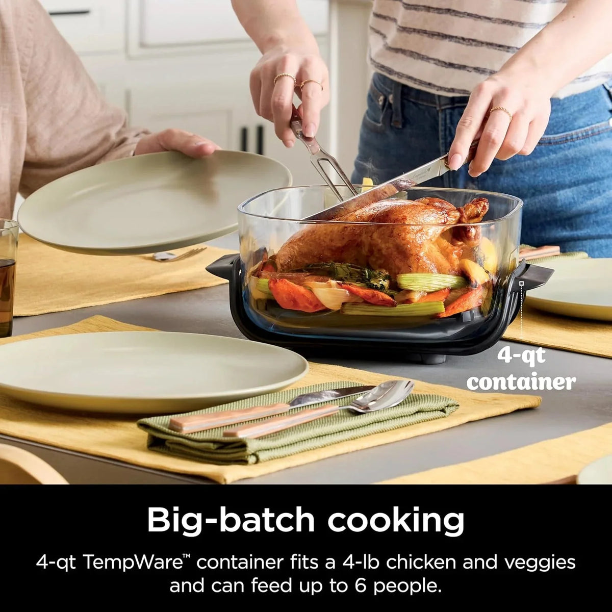 Ninja Crispi 4-in-1 Portable Glass Air Fryer Cooking System, 1500W, 4 QT And 6-Cup Containers