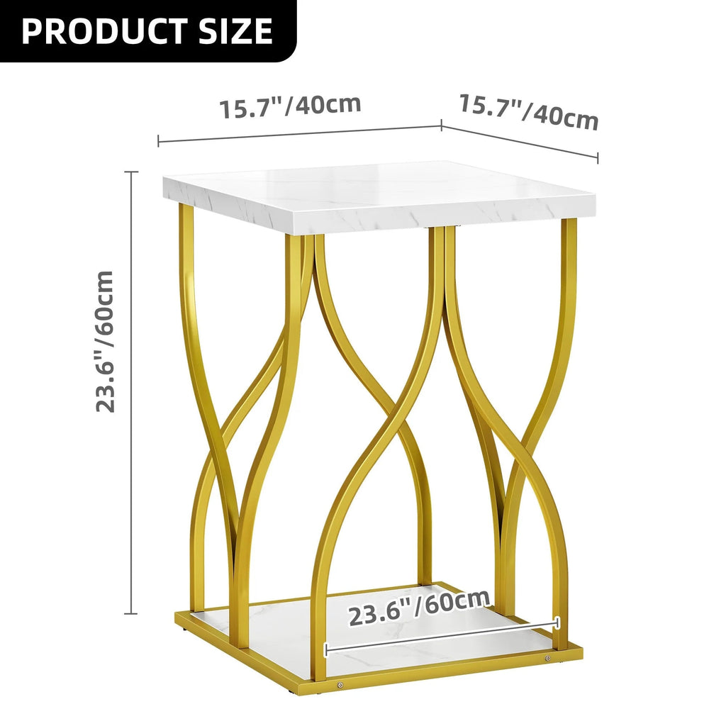 Console Table With Faux Marble MDF Top And Gold Metal Frame