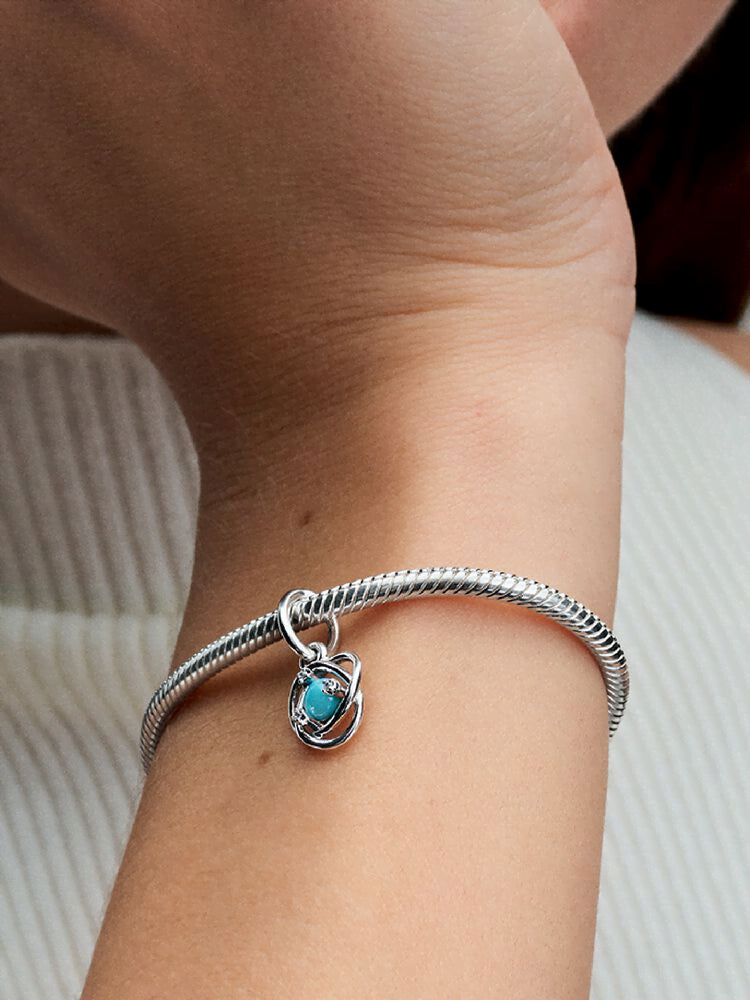 Turquoise Blue Eternity Circle Dangle Charm