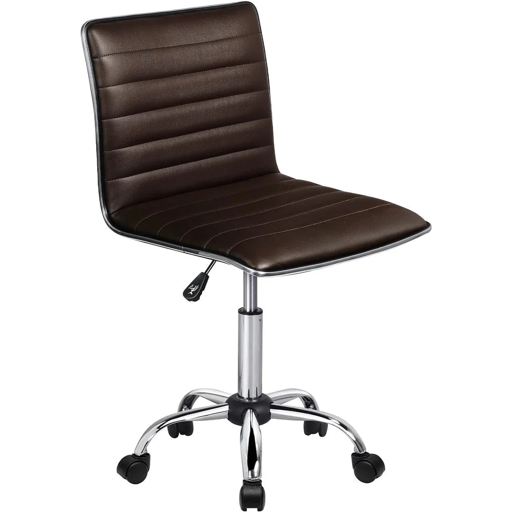 Adjustable Mid-Back Armless Swivel Office Chair With PU Leather - 265 lbs.