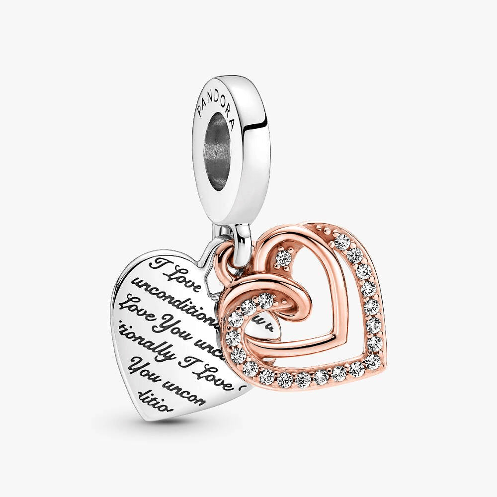 FINAL SALE - Entwined Hearts Double Dangle Charm