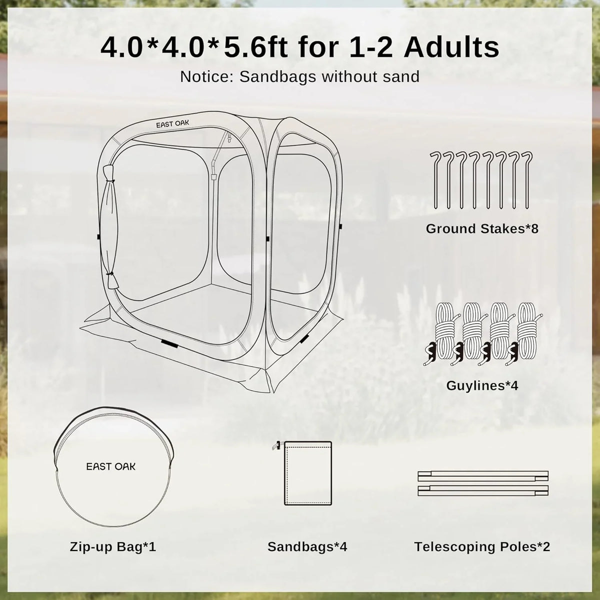 EAST OAK Pop-Up Screen House Tent 10 x 10 FT With Carry Bag