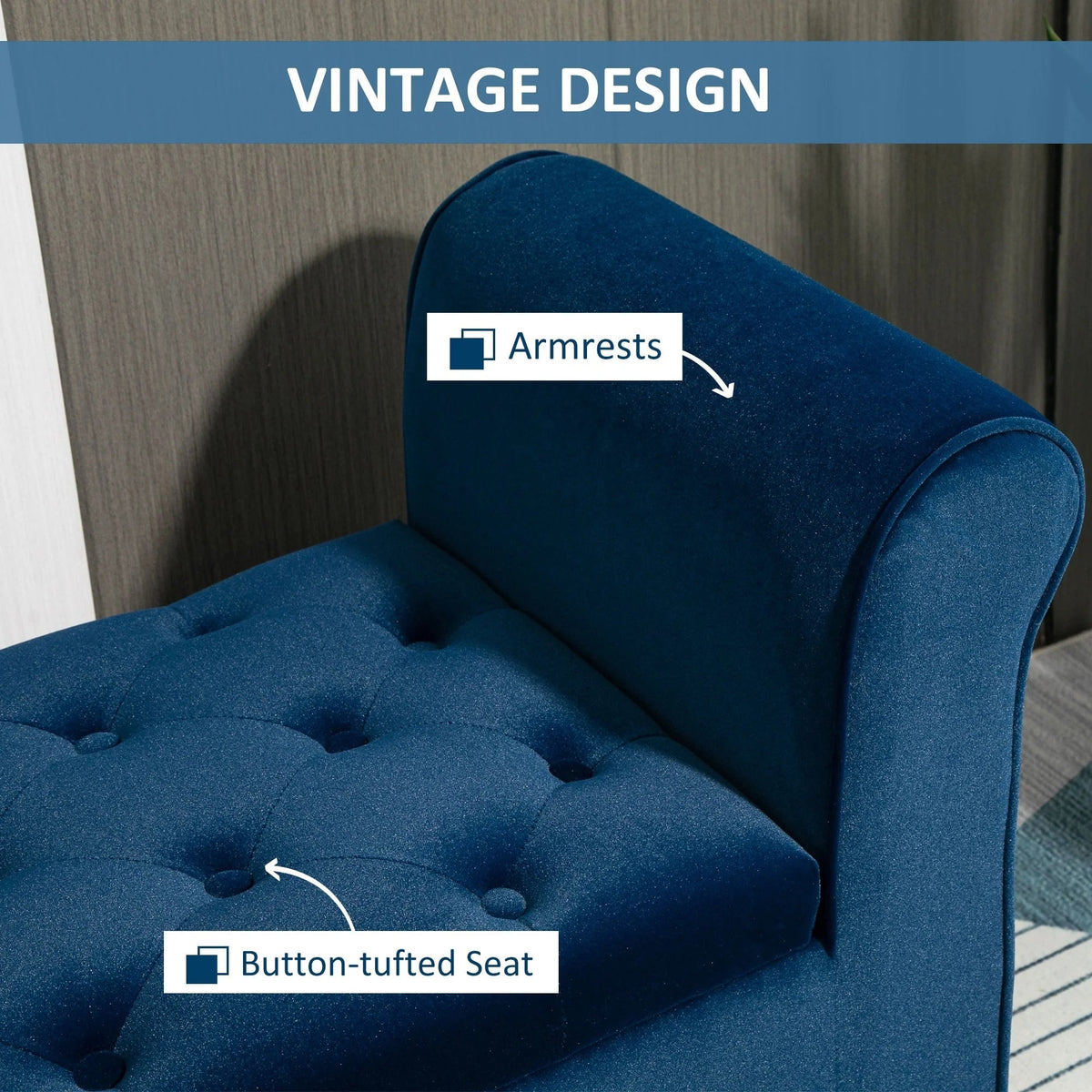 Button-Tufted Storage Ottoman Bench, Polyester and Rubberwood, 53.25in W x 17.75in D x 25.5in H