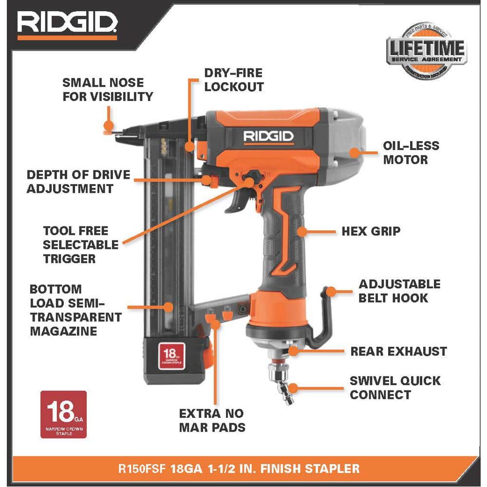 RIDGID 6 Gal. Portable Electric Pancake Air Compressor With 18GA Brad Nailer, 16GA Finish Nailer And 18GA Finish Stapler - R69603FK