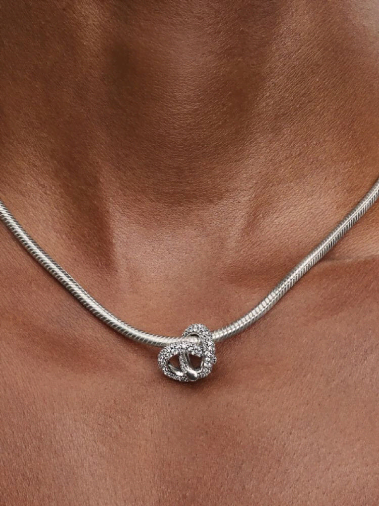 Pavé Infinity Knot Heart Charm