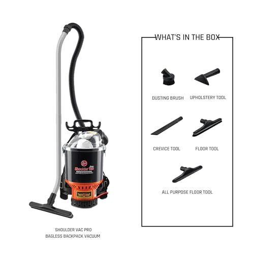 Commercial Shoulder Vac Pro Backpack Bagged Vacuum Cleaner With HEPA Media Filter, Black - C2401