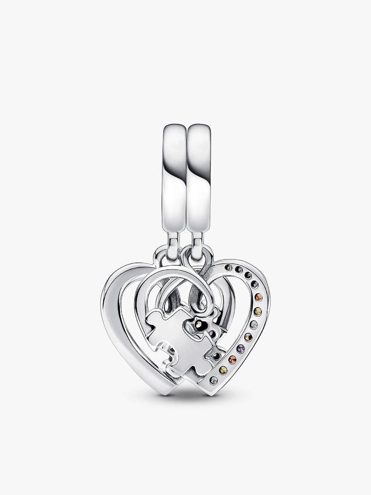 Puzzle Piece Hearts Splittable Friendship Dangle Charm