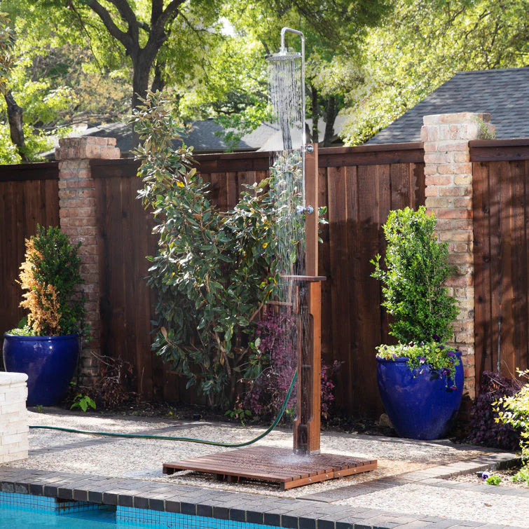 Stainless Steel Freestanding Outdoor Shower With Duckboard, 94.5 in H