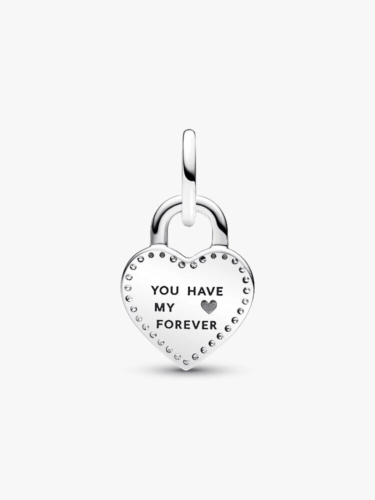 Two-tone Twistable Heart Padlock Double Dangle Charm