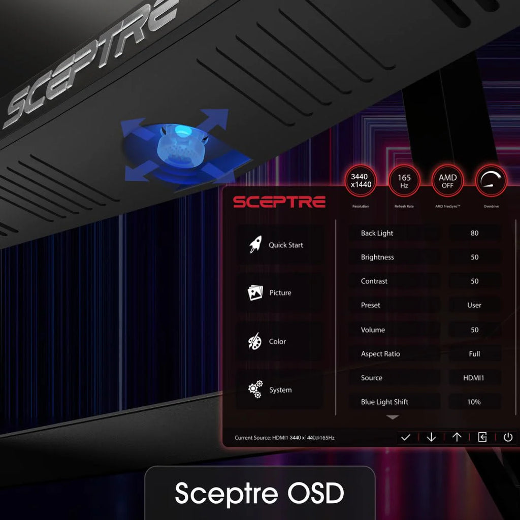 Sceptre 34 Inch 165Hz Curved Ultrawide WQHD Monitor - 3440 x 1440