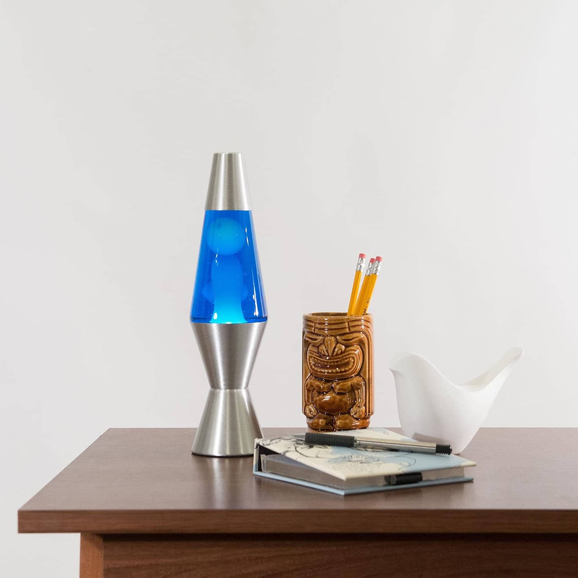 11.5" LAVA Lamp  - White/Blue/Silver