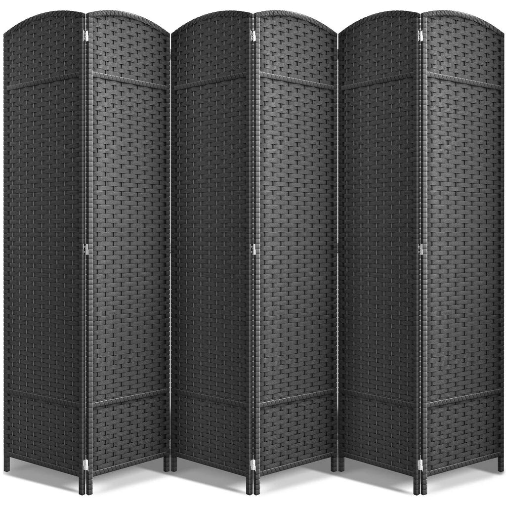 6-Panel Room Divider Privacy Screen With Hand-Woven Mesh Panels - 6 Ft Tall