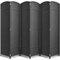 6-Panel Room Divider Privacy Screen With Hand-Woven Mesh Panels - 6 Ft Tall