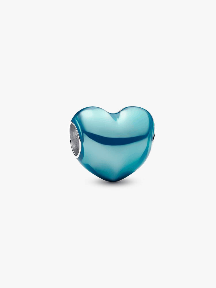 Metallic Sky Blue Heart Charm