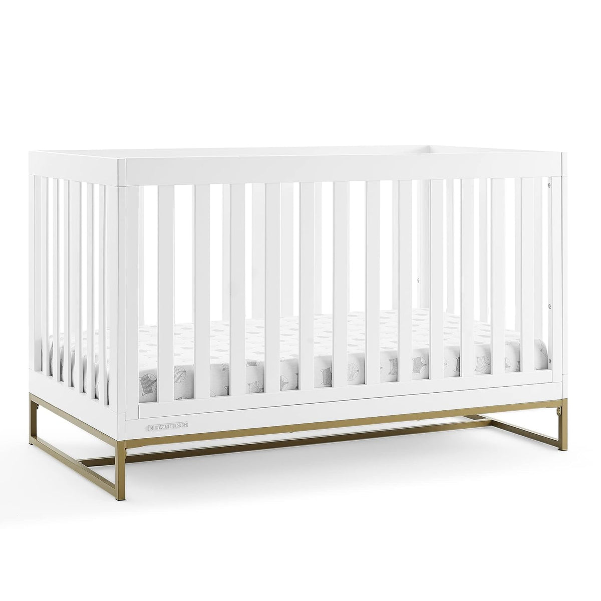 Delta Children 4-in-1 Convertible Baby Crib, Bianca White and Bronze - Jade