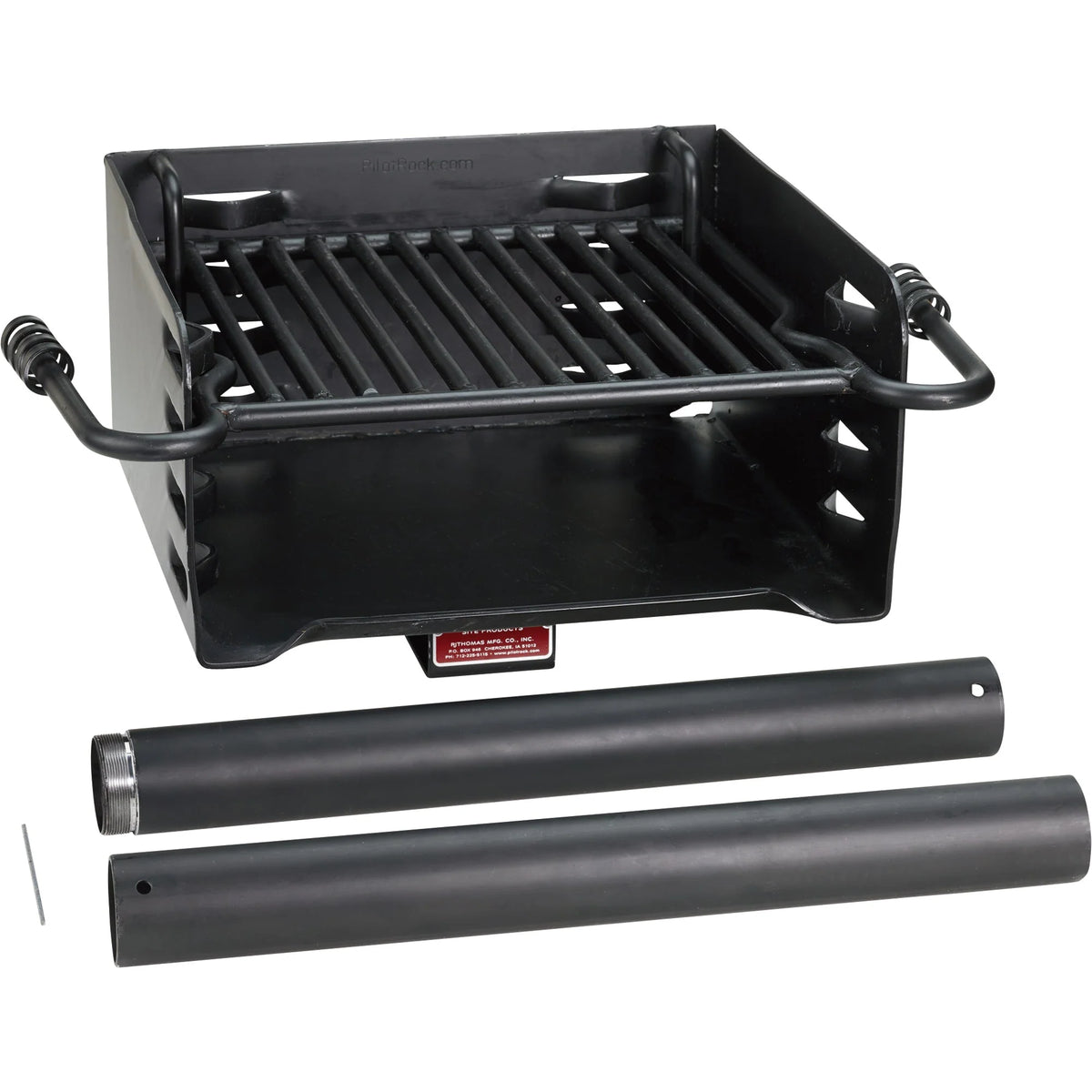 Pilot Rock Park Style Steel Outdoor Charcoal Grill With Post, Black - 16 x 16 x 34.19 in