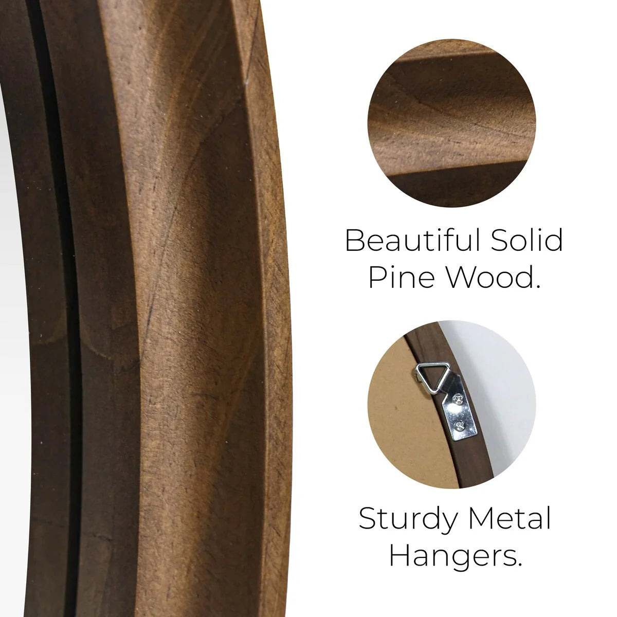 Classic Farmhouse Round Wooden Frame Wall Mirror - 24-inches, 28-inches, 32-inches