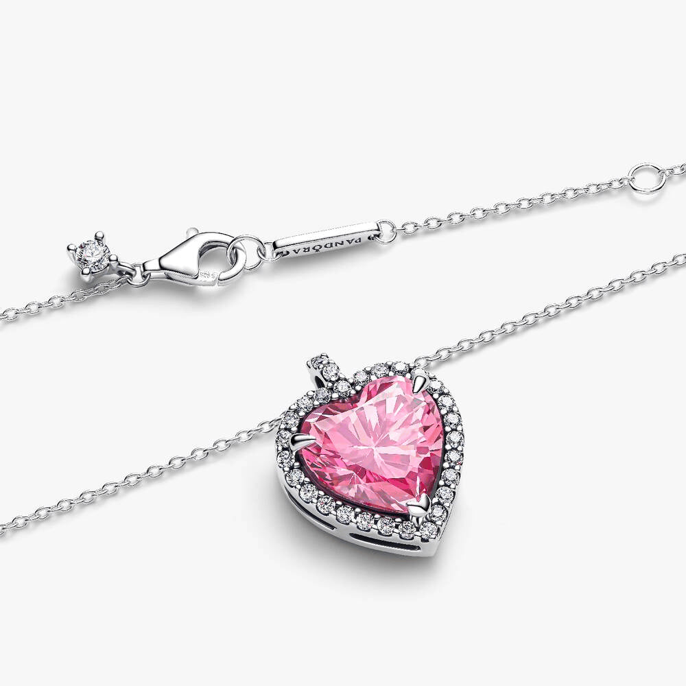 Pink Halo Heart Collier Necklace