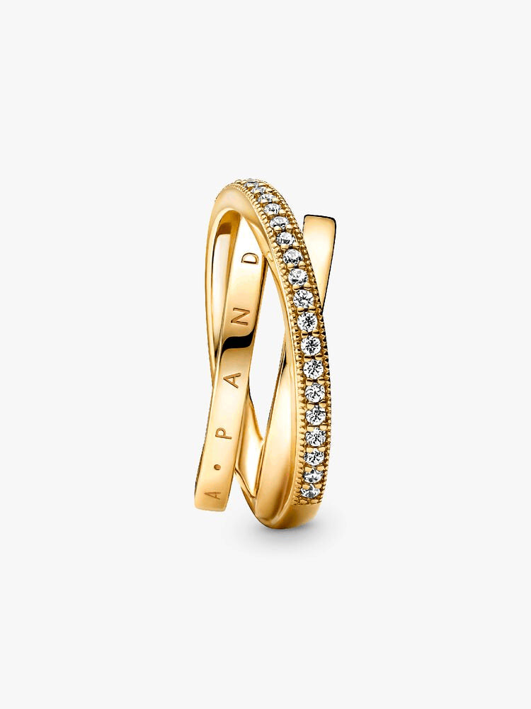 Crossover Pavé Triple Band Ring