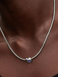 Engravable Blue Stone Heart Charm