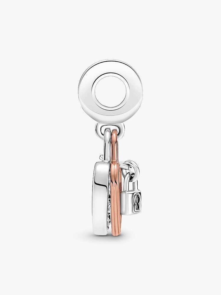 Heart Padlock Double Dangle Charm