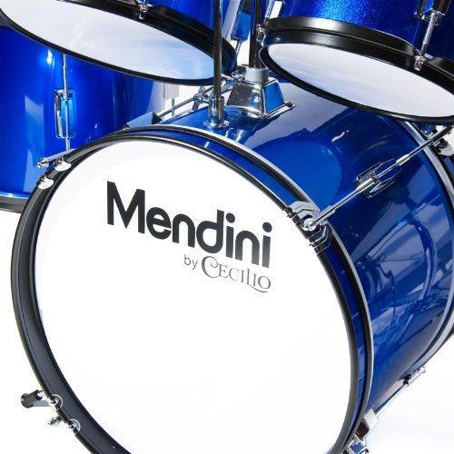 Kids' Junior Drum Set 16 Inch 5 Piece Blue Metallic With Throne, Cymbal, Pedal And Drumsticks - MJDS 5 BL