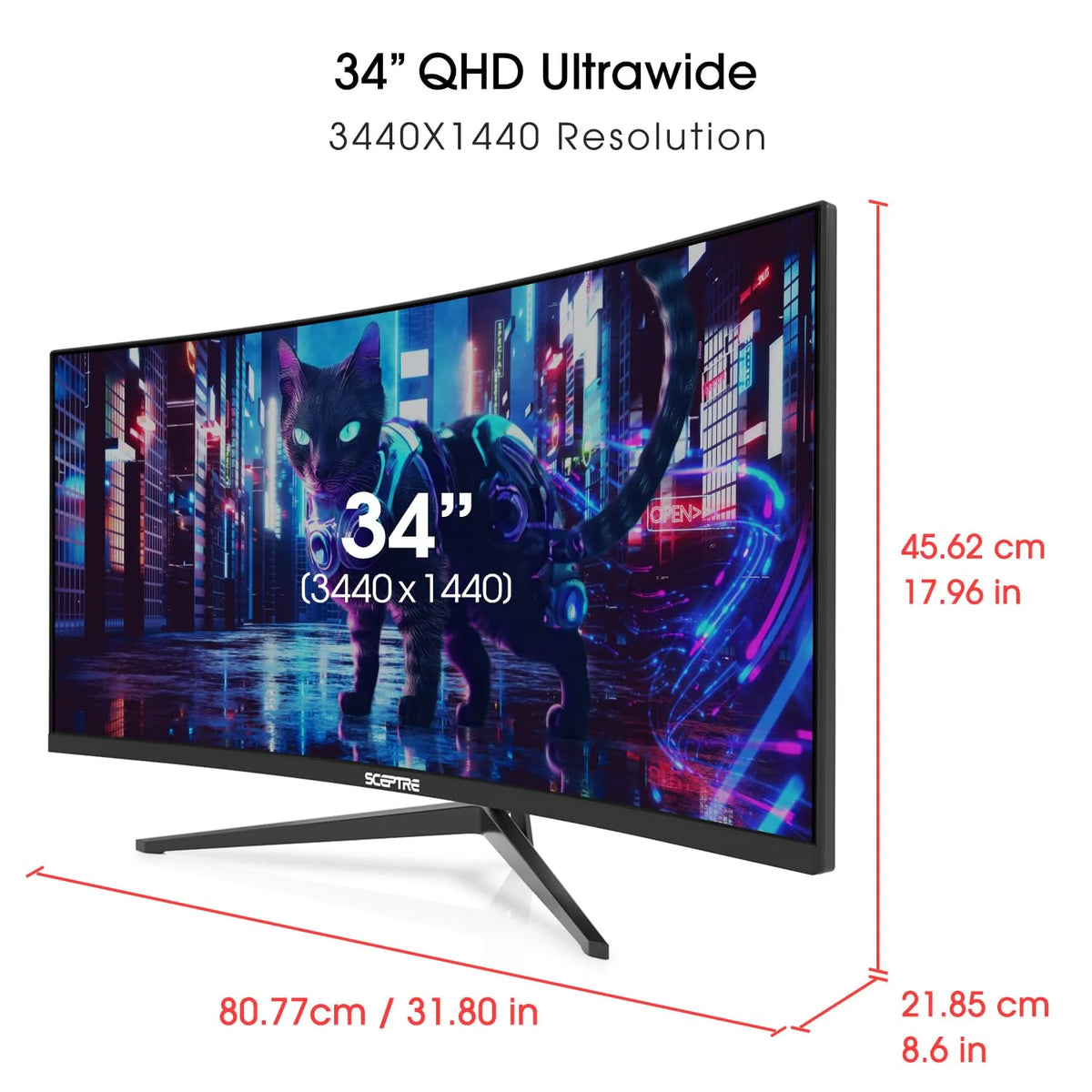 Sceptre 34 Inch 165Hz Curved Ultrawide WQHD Monitor - 3440 x 1440
